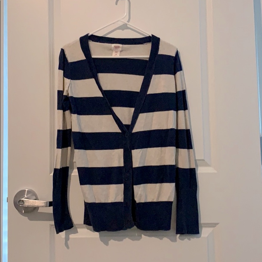 Navy and cream striped cardigan!